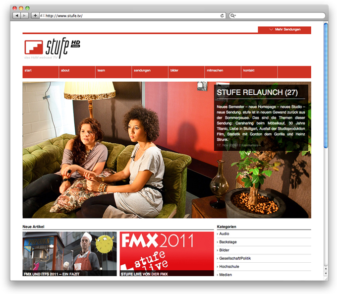 Image stufe.tv Webdesign main page