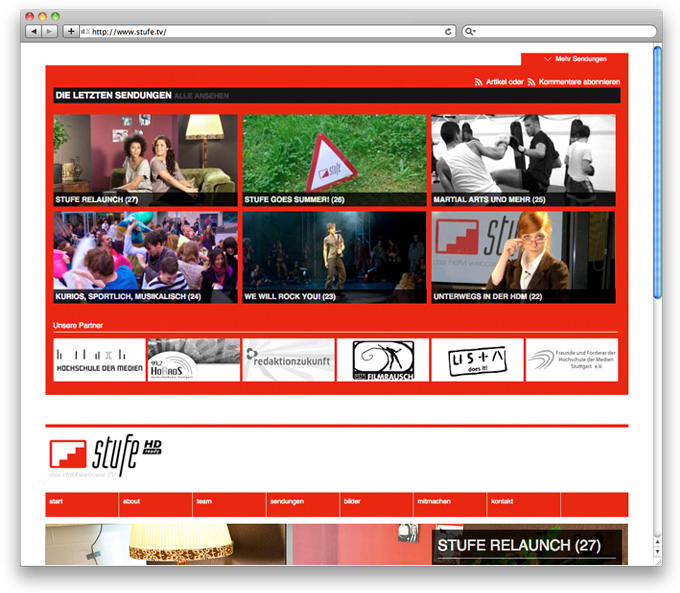 Image stufe.tv Webdesign more menu